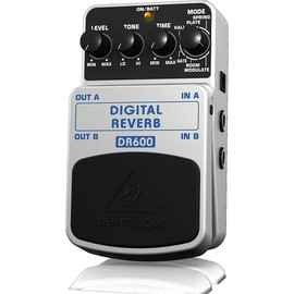 Behringer DIGITAL REVERB DR600 Digital Stereo Reverb Effects Pedal, Silver
