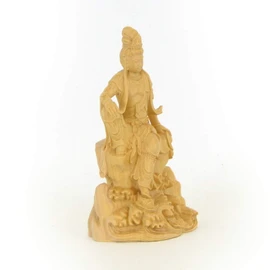 Kurita Buddha Statue Brand (Bodhisattva), Mini Holy Kannon Freedom Statue (Total Height 3.5 inches (9 cm), Width 2.0 inches (5 cm), Depth 1.4 inches (3.5 cm), Premium Carving Made of Water Boxwood, 8236