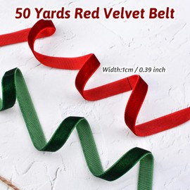 CRAFFANCY Dark Red Velvet Ribbon, 50 Yards Single Faced Velvet Ribbon Vintage Silk-Soft Ribbon for Gift Wrapping Wedding Flower Bouquet Christmas Decoration