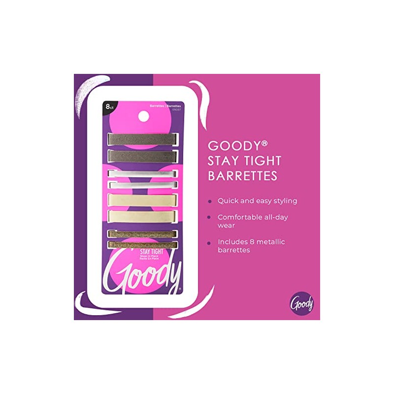 Goody Classics Barrettes de metal para el cabello, Metal, Paquete