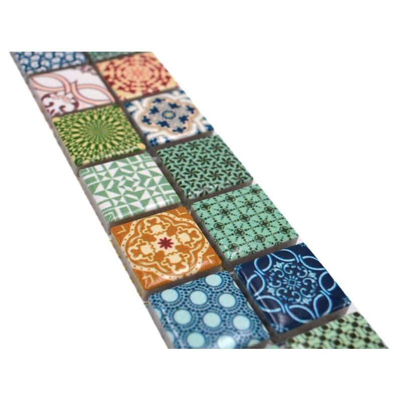 Mosaic Borde Multicoloured Retro Look Ceramic Matt Square Wall Floor