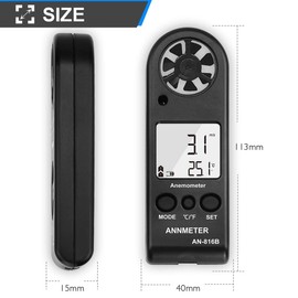 AIOMEST Digital Anemometer,Mini Handheld Wind Speed Gauge Measuring Air Flow Velocity Temperature,Weather Velometer with Max/Avg/Current Wind Chill for HVAC Shooting Sailing(AI-816B)