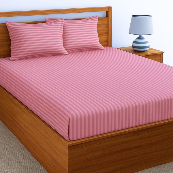 100% Cotton Satin Stripe Bed Sheet, 400 Thread Count Premium