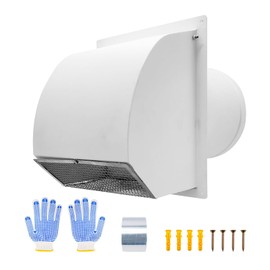 10 Inch Galvanized Steel Hooded Wall Vent,Arc-Shaped Outdoor Wall Vent Cap with Mesh Cover and Damper for Kitchen, Bathroom, Laundry, Garage Ventilation and Exhaust(White)