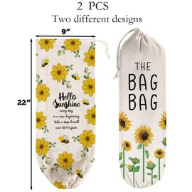 WELLBANEE 2Pcs Sunflower Plastic Bag Holder for Kitchen, The Bag Bag, Plastic Bag Organizer- PB001