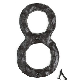 Fitous 5.5 Inches,Black,Cast Iron House Numbers, Original Rustic Finishes House Address Number for Outside, Heavy Duty Vintage Hammered Look, Maximum Rust Protection,(Number 8)