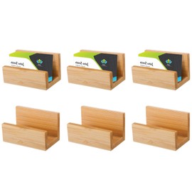 Seajan 6 Pcs Bamboo Wood Desktop Business Card Holder Business Card Holder Display for Desk Bamboo Business Card Stand Wood Business Card Organizer for Office Tabletop Counter