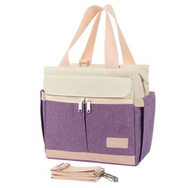Joymee Lunch Box for Women Insulated Lunch Bag with Shoulder Strap Reusable Leakproof Large Spacious Lunch Cooler Tote for Women Adult with Bottle Holder and Side Pockets for Work Picnic - Purple