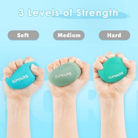 Gimars Pack of 3 Kneading Ball Hand Training Anti-Stress Ball with 3 Strengths Kneading Ball for Hands with 3 Pressure Levels Anti Stress Balls Therapy Stress Ball for Stress Relief (3, Lake Blue + Deep Green + Sea Green)