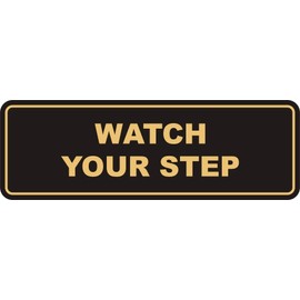 Signs ByLITA - Señal estándar para ver tu paso de pared o puerta, señalización de salud y seguridad (negro/dorado) | S (paquete de 1)