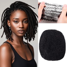 Afro Kinkys Bulk Human Hair for, Loc Repair, Twists, Afro Kinky Curly Human Hair Bulk Hair For Dreadlocks Extensions Bulk Human Braiding Hair (1B# 8inch 30g/Pack)