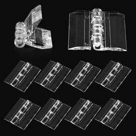 Bivethoi 10pcs Clear Acrylic Hinges for Plexiglass, Self Adhesive Clear Plastic Transparent Continuous Hinge Tools for Cabinet Drawer Furniture DIY Display Stand (25mm x 35mm)