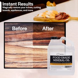 Thirteen Chefs Mineral Oil - 128oz Food Grade Conditioner for Wood Cutting Board, Countertop & Butcher Block, Lubricant for Knife or Meat Grinder - Safe USP Finish on Marble, Soapstone