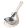 KKU-MIM Wide Head Serving Spoon with Silicon Handle, 8 inch,