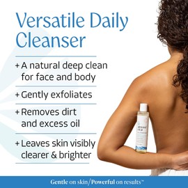 NEW! AlmondClear Face & Body Wash for acne & folliculitis-prone skin, anti-aging, dark spots, ingrown hairs everyday exfoliating cleanser with mandelic acid and botanicals, 6.7 fl oz