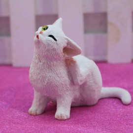 QUINTRA Flower Pots Car, Beautiful Flower Decoration, Pot, Micro, se Simulation, Landscaping, Cat, Resin Decoration and Hanger (White, E)