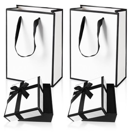 PEAPIN 2PCS Jewellery Gift Box with 2 Gift Bags – Elegant Small Gift Box 9x7x3cm, Perfect for Rings, Earrings & Bracelets