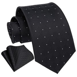 Enlision Black Ties for Men Wedding Plaid Tie Pocket Square Formal Business Necktie & Handkerchief Set