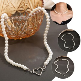 OATIPHO Heart Choker Necklace for Women Dainty Clavicle Chain Faux Elegant Love Heart Design for Parties Travel and Daily Wear