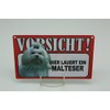 Maltese Animal Warning Sign – Caution Warning 12 cm Serving