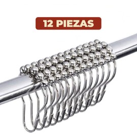 Mebix TRD Set 12 Ganchos para Cortinas de baño | Aros de Acero Inoxidable | Accesorios de Baño para Regaderas