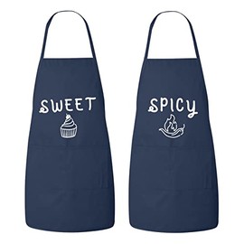 Matching His and Hers Apron Set - Sweet cupcake and Spicy Pepper - Set of 2, Matching Couples Aprons