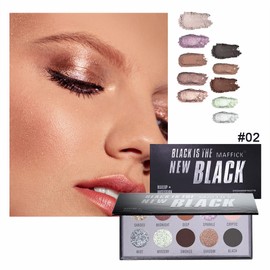 Maffick Paleta de Sombras de Ojos, 10 Colores, Negro y Brillante, Acabado Mate y Metálico (02, 128g)