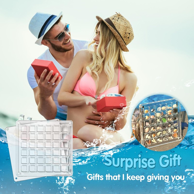 Acrylic Magnetic Seashell Display Box Seashell Storage Box 36 Grids
