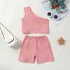 Molgkyo Toddler Baby Girl Summer Clothes Solid Color One Shoulder