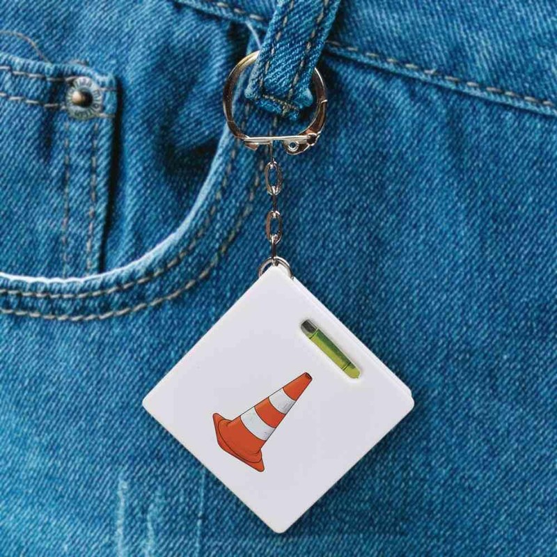 Azeeda 'Traffic Cone' Keyring Tape Measure/Spirit Level Tool (KM00031177)