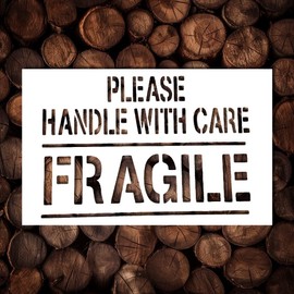 1pc - Fragile Stencil Template - Reusable Handle with Care Words Stencils for Painting on Wood, Glass, Wall Rock, Walls, Canvas, Glassware, Spray Painting, Airbrushing, Crafts (7x11)