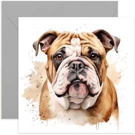 Old English Co. Watercolour Dog Card - British Bulldog Dog Card for Pet Owner Birthday - Just Because Card for Him or Her - Thinking of You Fur Baby Card for Men and Women | Blank Inside