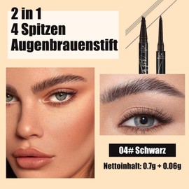 2-in-1 Magic Eyebrow Pencil, 2024 Eyebrow Pencil, Hair Drawing with 4 Fork Tips, Eyebrow Pencil, Precise Line & Durable, Eyebrow Pencil, Waterproof, Natural Black for Men and Women