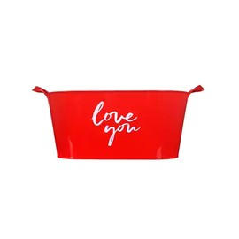 Greenbrier Love You Plastic Oval Gift Basket Red Valentines Day