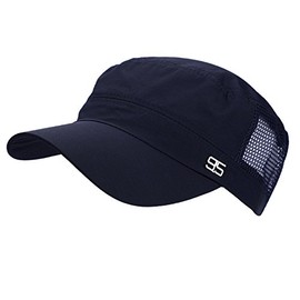 Men's Quick Dry Flat Cap Breathable Baseball Cap Mesh Dad Hat Flat Top Trucker Hat Headwear Stylish Casual Hat Summer Outdoor Sun Hat for Fishing Hiking Running 56-58CM Navy Blue