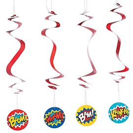 Paper Superhero Hanging Swirls - 12 ct