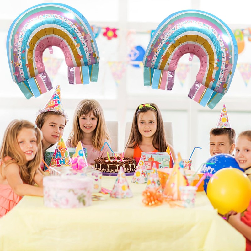 HDGSAFD Pack of 4 Rainbow Balloons, Aluminium Foil Balloons, Rainbow