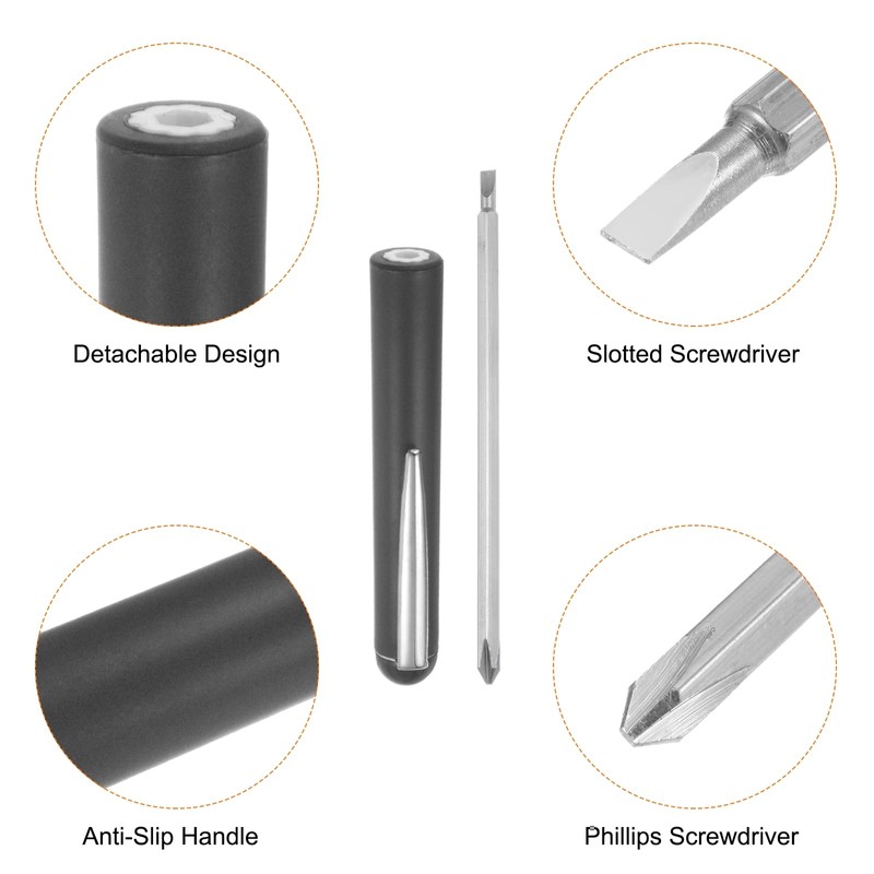 sourcing map 2pcs Non-Magnetic Pocket Screwdriver 4mm Phillips 3mm Slotted