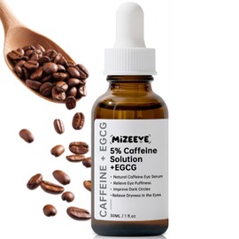MIZEEYE Caffeine Solution 5% + EGCG For Dark Circles & Puffiness, 30ML Anti Aging Under Eye Serum For Eye Bags, Fine Lines, Moisturizing Caffeine Solution.