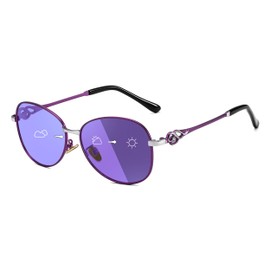 FEISEDY Oval Rhinestone Sunglasses Women Retro Metal Photochromic Sunglasses Classic Vintage UV400 Protection B1119