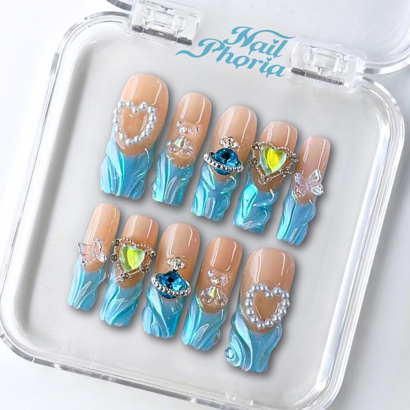 NailPhoria｜SURPRISE DEAL Collections (70 Styles) acrylic press nails:_Golden Blush_M