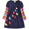 VIKITA Little Girls Dresses Winter Girl Clothes Long Sleeve Navy
