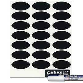 Cohas Chalkboard Labels for Small 4 Ounce Quilted Crystal Jelly Jars Includes Liquid Chalk Marker and 63 Labels, Extra Fine Tip, White Marker