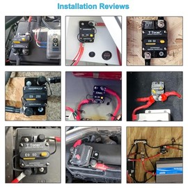 T Tocas T Tocas Hi-Amp 3/8" Studs 200 Amp Marine Circuit Breaker 12V - 48V DC with LED Indication Manual Reset for Car Audio Solar Battery System UL Certified Waterproof IP67 200A