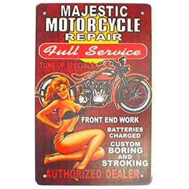 Tin Metal Sign Plaque Bar Pub Vintage Retro Wall Decor Poster Home Club Tavern Wall Door (30 x 20 cm) - UK Company (404 - Majestic Motorcycle Repair)