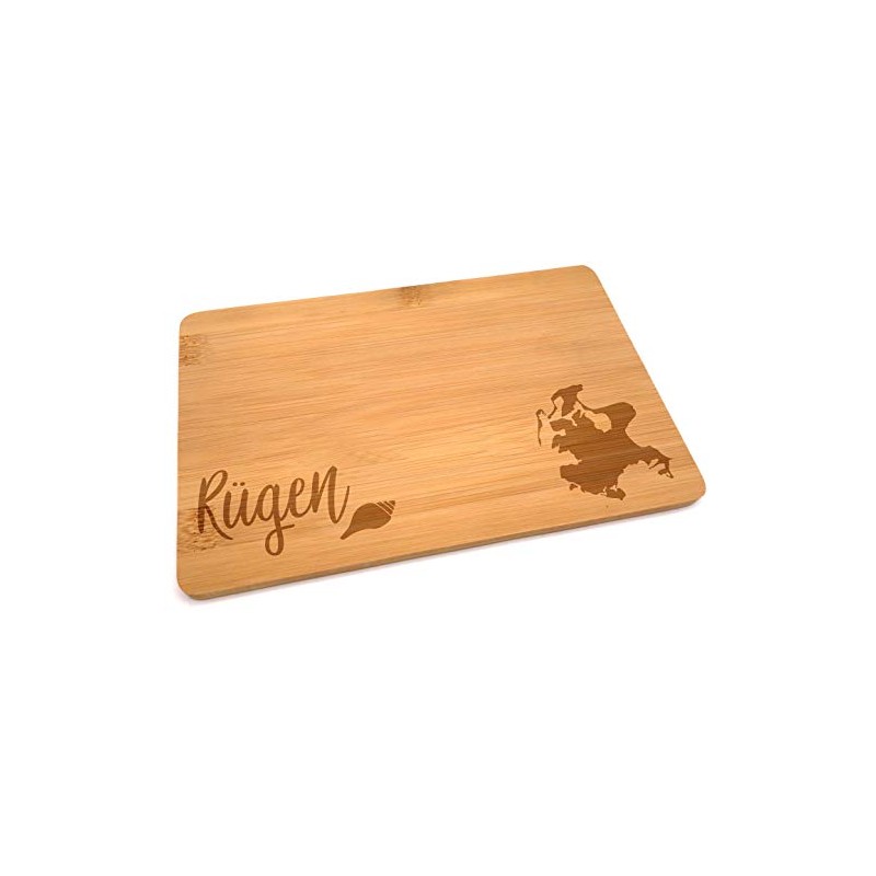 Samunshi® Wooden Board with Engraving Rügen Bamboo Chopping Board Small