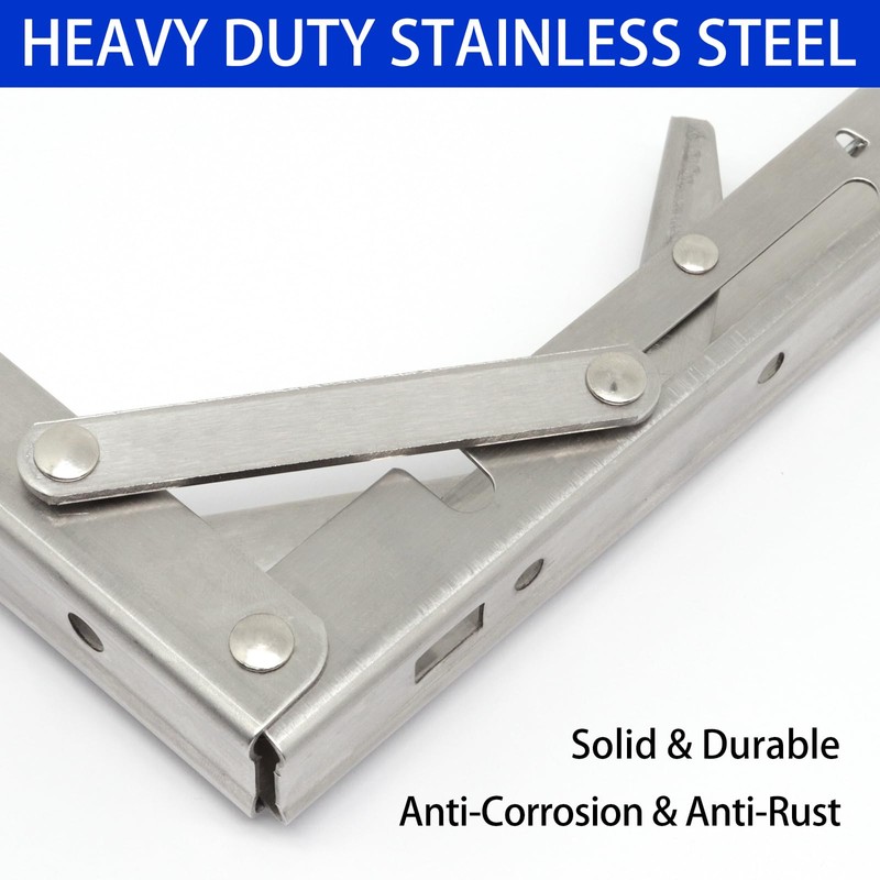 ZHMEINA Folding Shelf Brackets 6 Inch, Heavy Duty Stainless Steel