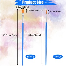 60Pcs Professional Paint Brush Set - Flat and Round Fine-Tip Brushes for Kids' Acrylic Crafts, Classroom Canvas and Figurines