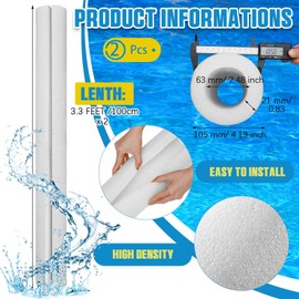 Hanaive 2 Pcs 40 Inch x 4.1 Inch Jumbo Pool Noodles Bulk Pool Noodles Foam Large Pre Slit Clamp Foam Protection Foam Tube Swim Noodles for Swimming Floating Craft Projects Padding Bumper (White)