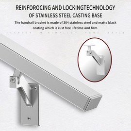 4FT Anodized Shiny Silver handrails Kit for Indoor Outdoor Stairs，Modern Aluminum Handrail Set,2" X1" Grab bar,Adjustable 304 Stainless Steel Brackets Included，Rust Free (Anodized Shiny Silver, 4 FT)